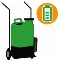 Battery-operated trolley sprayers with tank