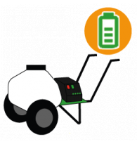 Battery-operated wheeled sprayers with tank