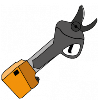 Electric pruning shears with built-in battery