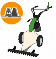Belt scythe mowers with single blade