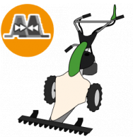 Belt scythe mowers with two blades
