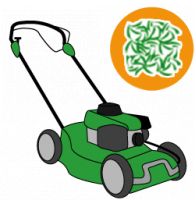 Petrol-driven push mower with mulching