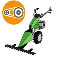 Small scythe mowers with belt drive