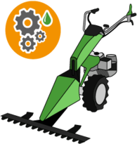 Medium to large gear scythe mowers