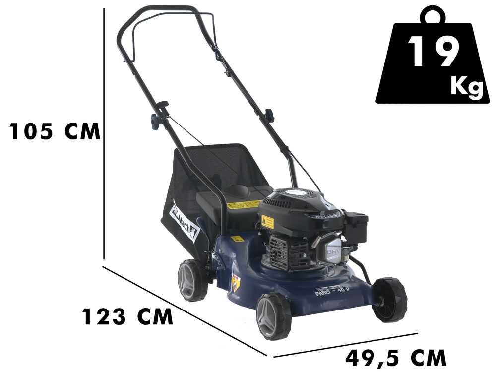 BullMach PARIS 40 P Hand pushed Lawn Mower 4 Hp Petrol Engine 40 cm Cutting Width