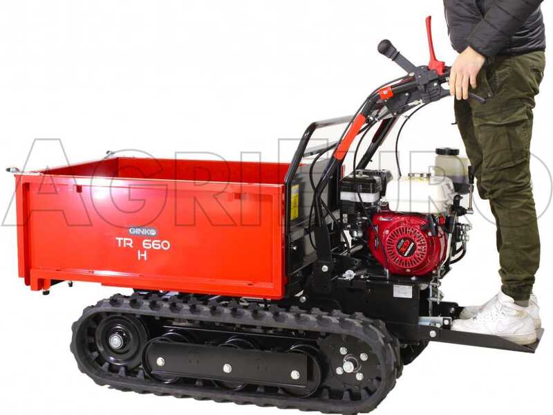 GINKO TR 660 Extensible Tracked Power Barrow with Hydraulic Tipping, Honda GX200 Engine