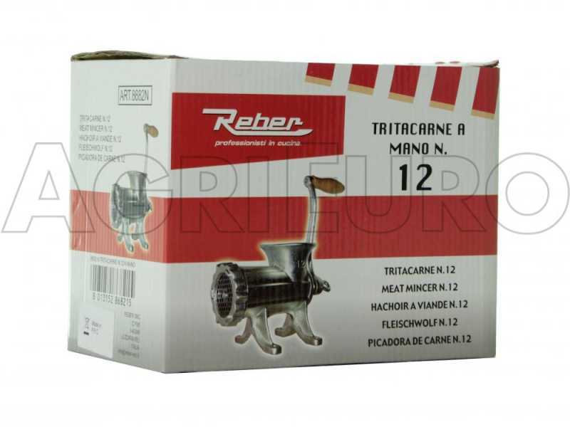 Reber 8682N n&deg;12 Hand crank manual Meat Grinder - Food-safe cast iron tabletop meat mincer