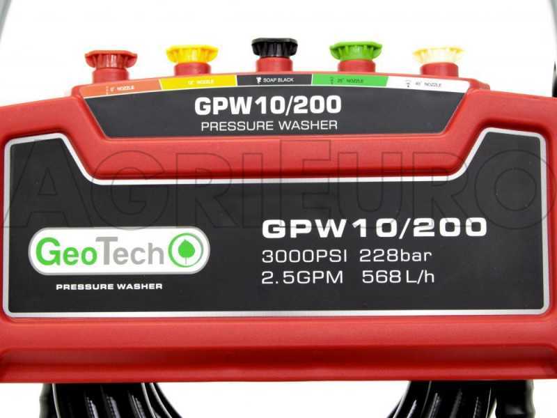 GeoTech GPW 10/200 Petrol Pressure Washer - 196cc 6.5 HP Petrol Engine - 208 bar
