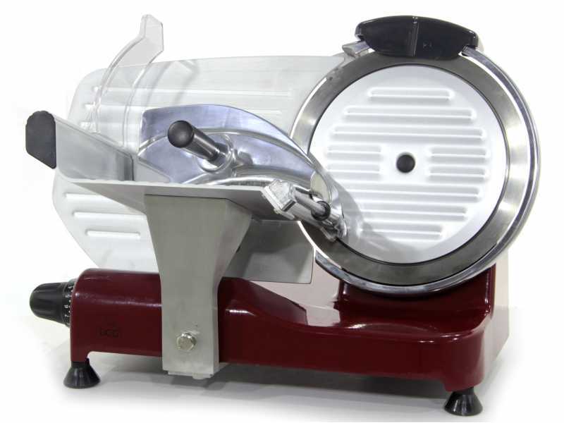 DCG AS2495 Red - Meat Slicer with 250mm stainless steel blade - Die-cast aluminium body - 300W