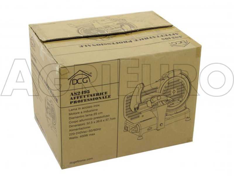 DCG AS2495 Red - Meat Slicer with 250mm stainless steel blade - Die-cast aluminium body - 300W
