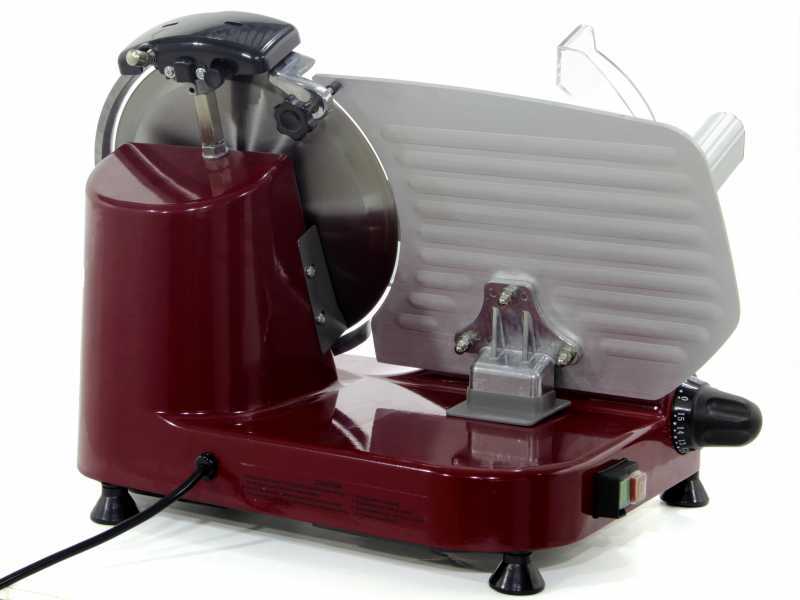 DCG AS2495 Red - Meat Slicer with 250mm stainless steel blade - Die-cast aluminium body - 300W
