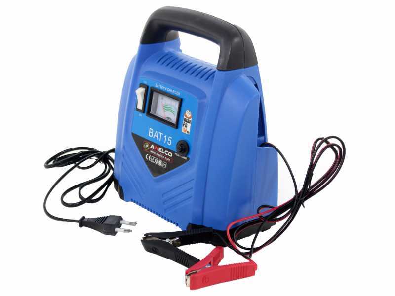 Awelco BAT 15 Portable Car Battery Charger - Single-Phase Power Supply - 12/24V Batteries