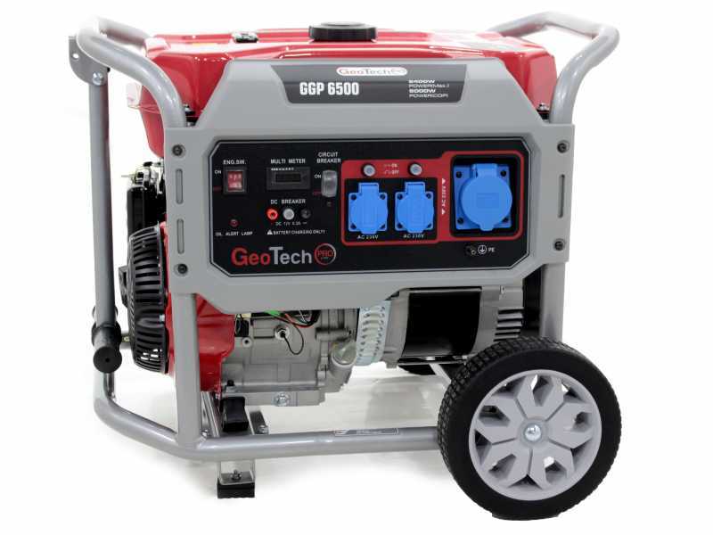 GeoTech Pro GGP 6500 - 5.4 kW Wheeled Power Generator with AVR - DC 5 kW Single-phase