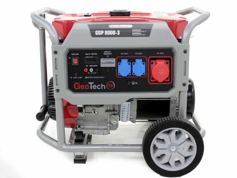 GeoTech Pro GGP 8000-3 - 6.6 kW Wheeled Power Generator with AVR - DC 6 kW Three-phase