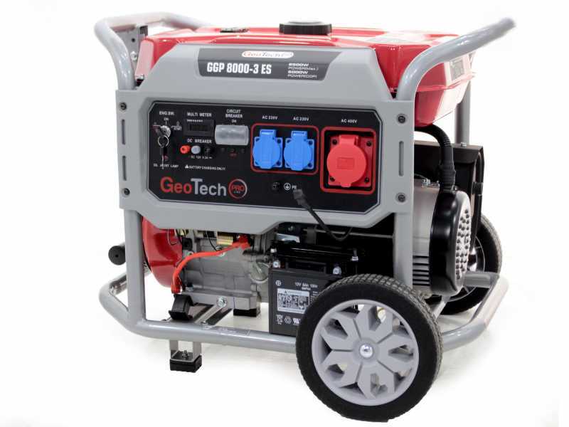 GeoTech Pro GGP 8000-3 ES - 6.5 kW Wheeled Power Generator with AVR - DC 6 kW Three-phase