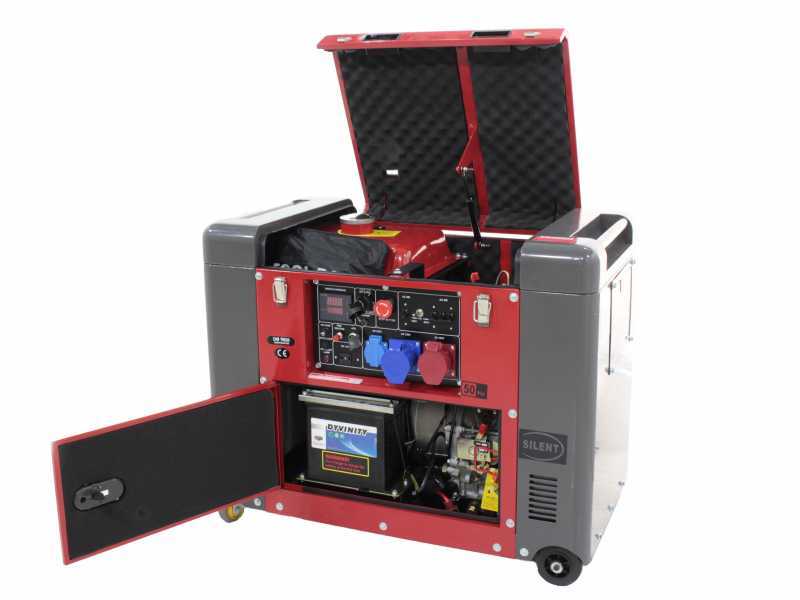 GeoTech Pro DGP8500SE-3 - 6 kW Wheeled Silenced Diesel Power Generator with AVR - DC 5.5 kW Full-Power