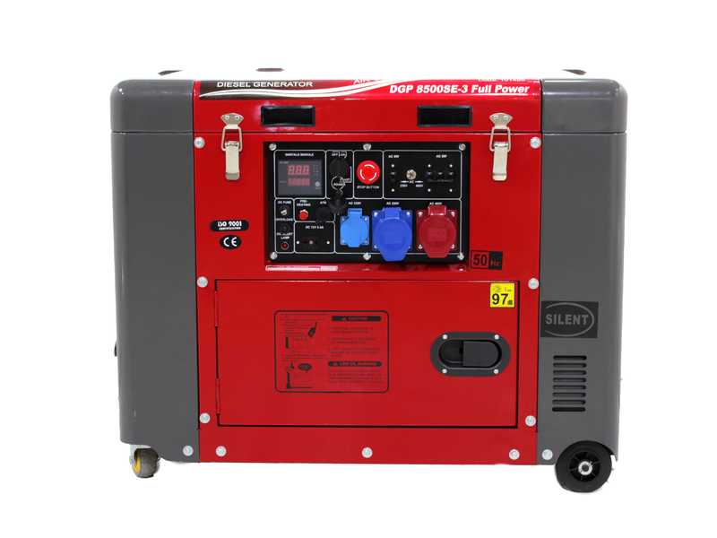 GeoTech Pro DGP8500SE-3 - 6 kW Wheeled Silenced Diesel Power Generator with AVR - DC 5.5 kW Full-Power + Three-phase ATS