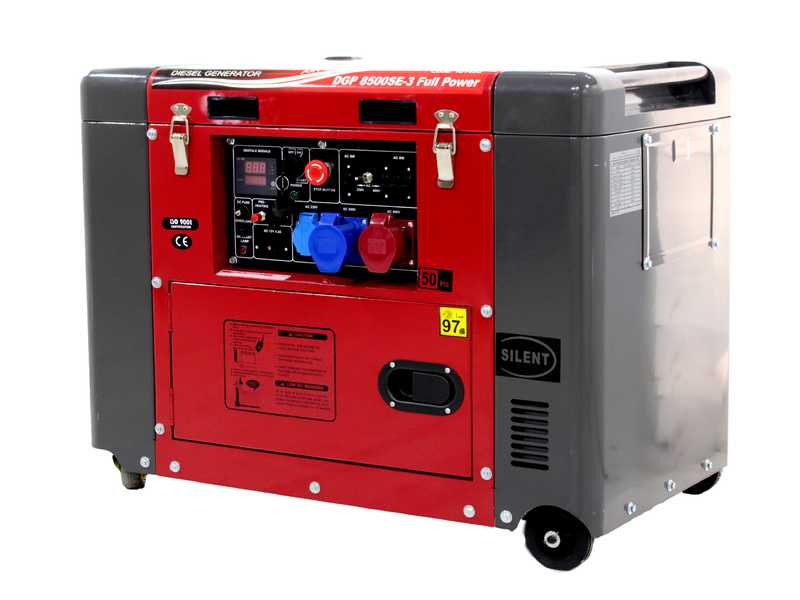 GeoTech Pro DGP8500SE-3 - 6 kW Wheeled Silenced Power Generator with AVR - DC 5.5 kW Full-Power + Single-phase ATS