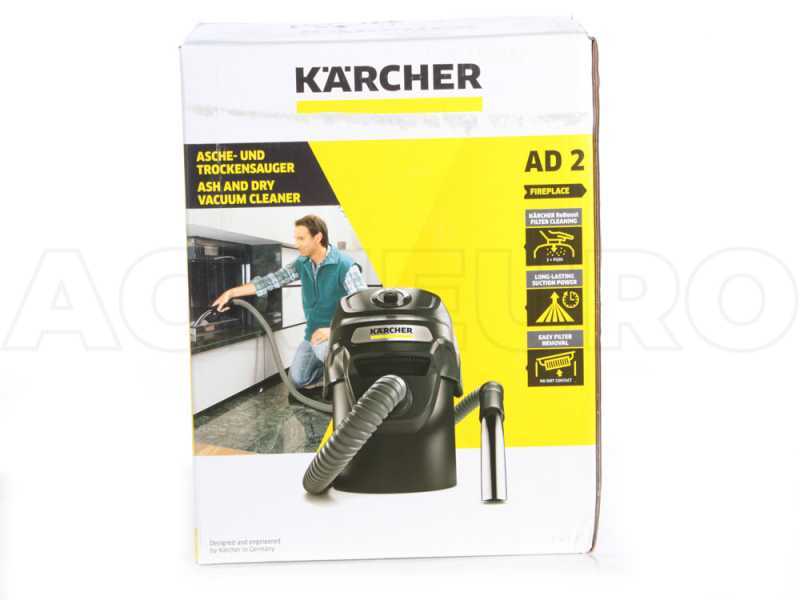 Karcher AD 2 - Ash Vacuum Cleaner with Drum - 14 L Metal Container - 600 W Engine