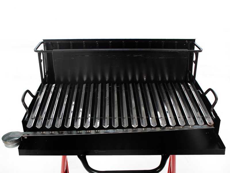 Large-sized Wood-fired Barbecue - 64x34 Grid and V Grooves for Grease Recovery - Foldable and Portable