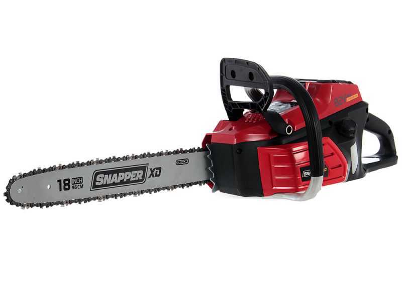 Snapper SXDCS82 82V 2 Ah battery powered chainsaw and Briggs Stratton battery charger