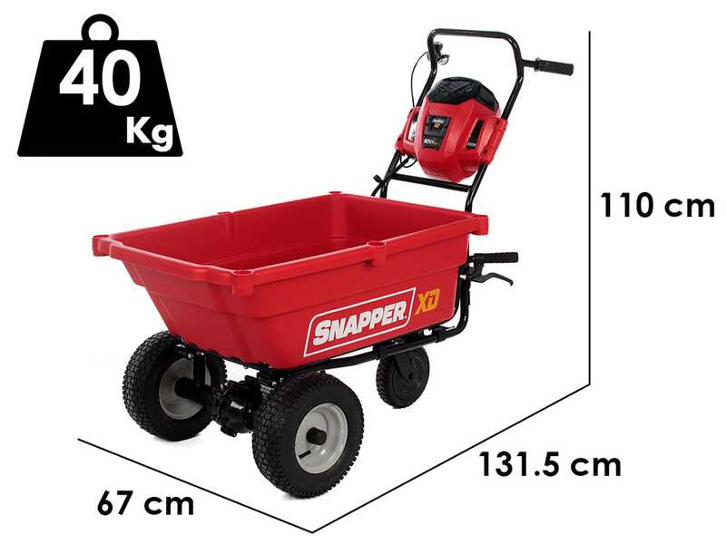 Snapper ESXDUC82 Electric Wheelbarrow with Wheels - Self-propelled Battery-Powered Wheelbarrow 2Ah/82V