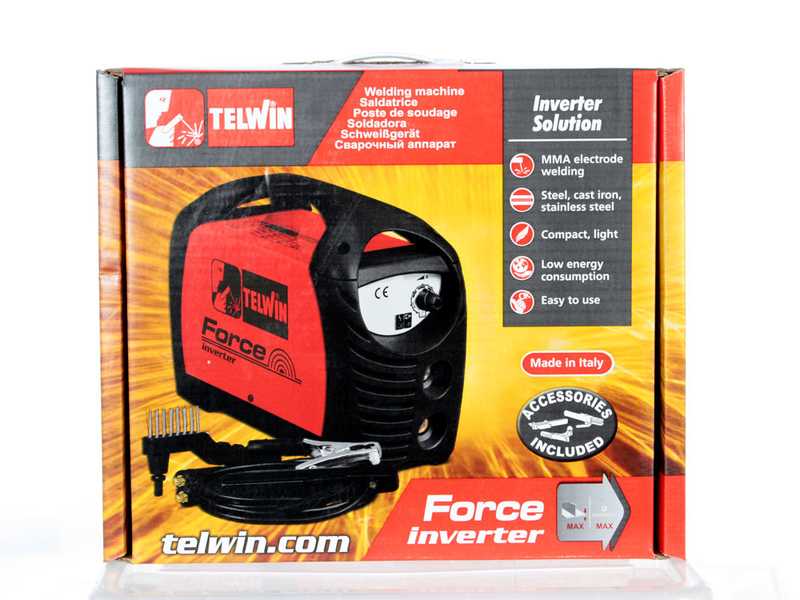 Telwin FORCE 125 Direct Current Electrode Inverter Welding Machine - 80 A Power - Kit