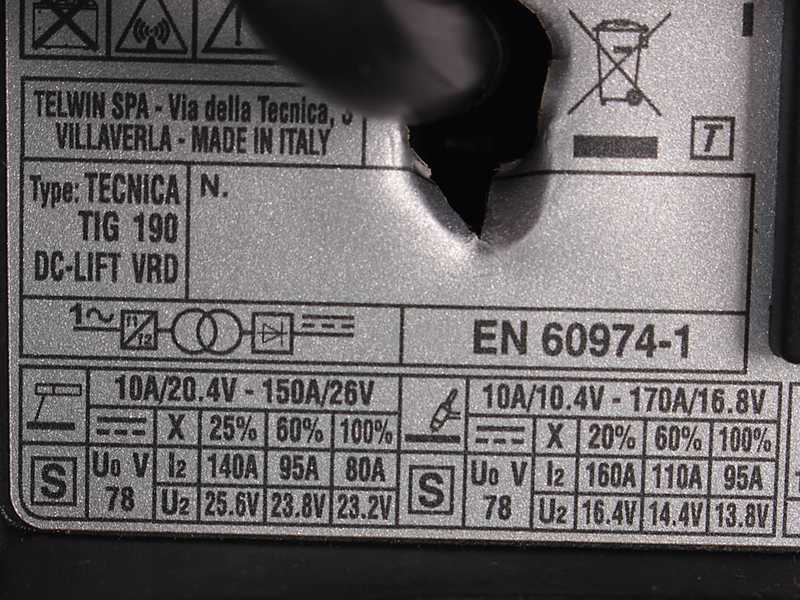 Telwin Tecnica TIG 190 DC - Inverter Welding Machine (TIG LIFT, MMA) + Case, Direct Current (DC)