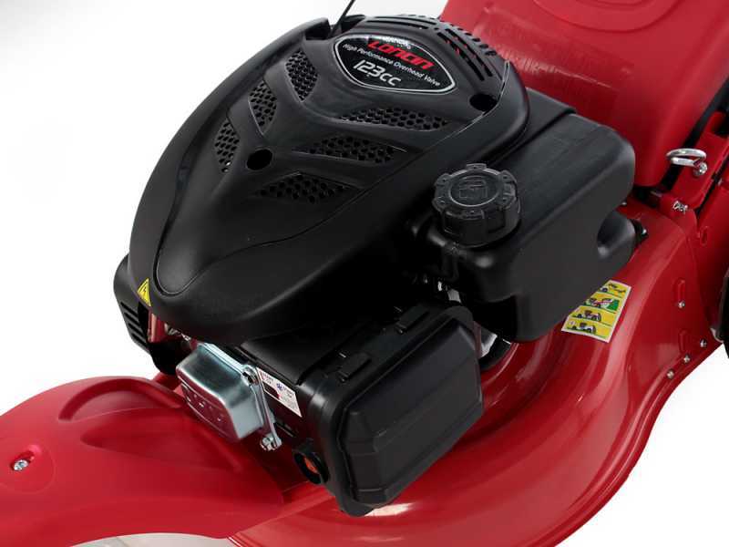 GeoTech Pro S42-3 BMSWG Self-propelled Petrol Lawn Mower, Single Front Pivoting Wheel - Loncin