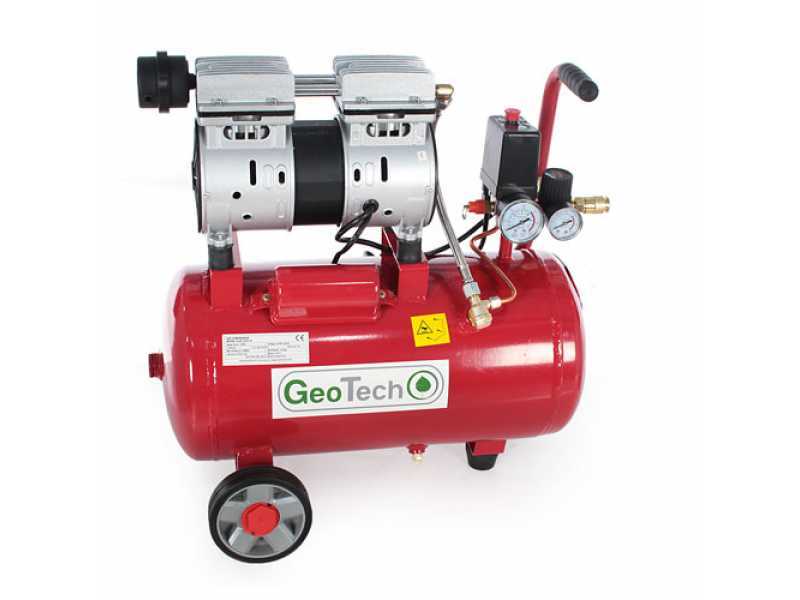 GeoTech S-AC 24.8.10 - Silenced Electric Air Compressor - Oilless 24 L - 1HP motor