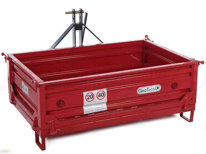 GeoTech TRP 140 Tractor-mounted Transport Box - Tipping Transporter - 3 Openable Side Panles