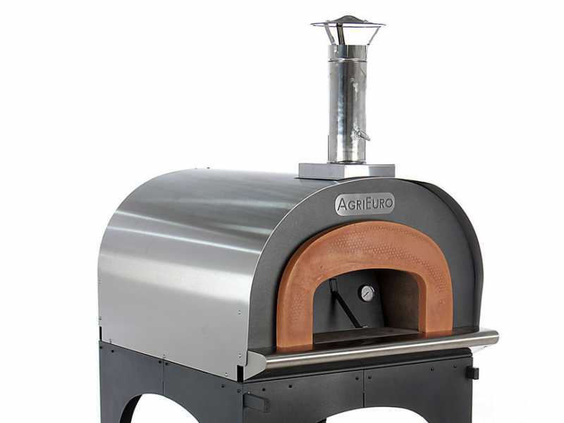 AgriEuro Top-Line Cibus Inox 800 - Outdoor Wood-fired Oven for with 80 &Oslash; Chamber, 5 Pizzas