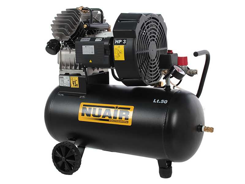 Nuair GVM/50 - Electric Air Compressor - Wheeled V-shaped Cylinder Head - 3 HP - 50L