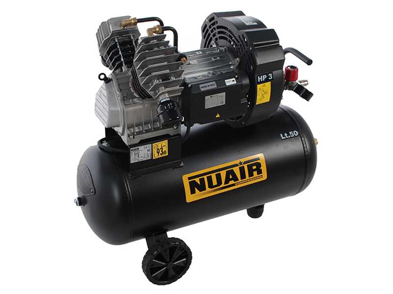 Nuair GVM/50 - Electric Air Compressor - Wheeled V-shaped Cylinder Head - 3 HP - 50L