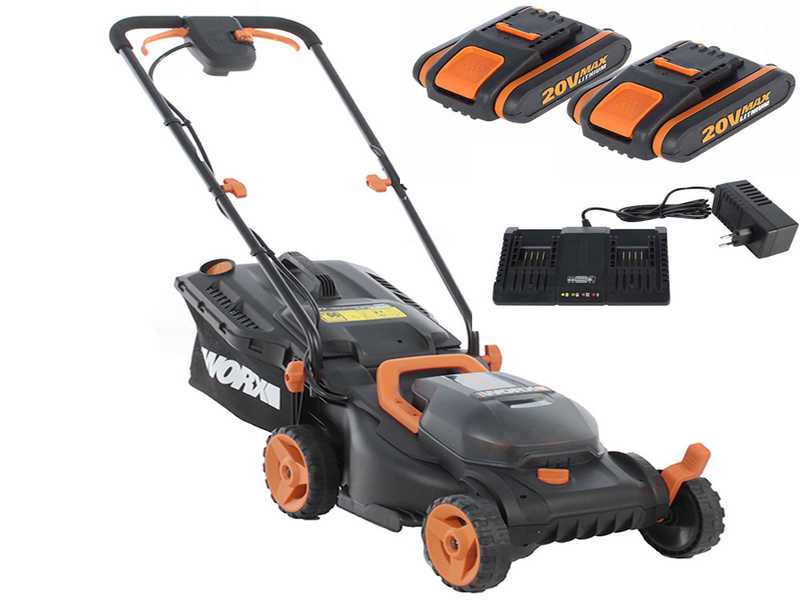 Worx WG779E 2X 2.5 Ah Battery powered Electric Lawn Mower 34 cm Cutting Width