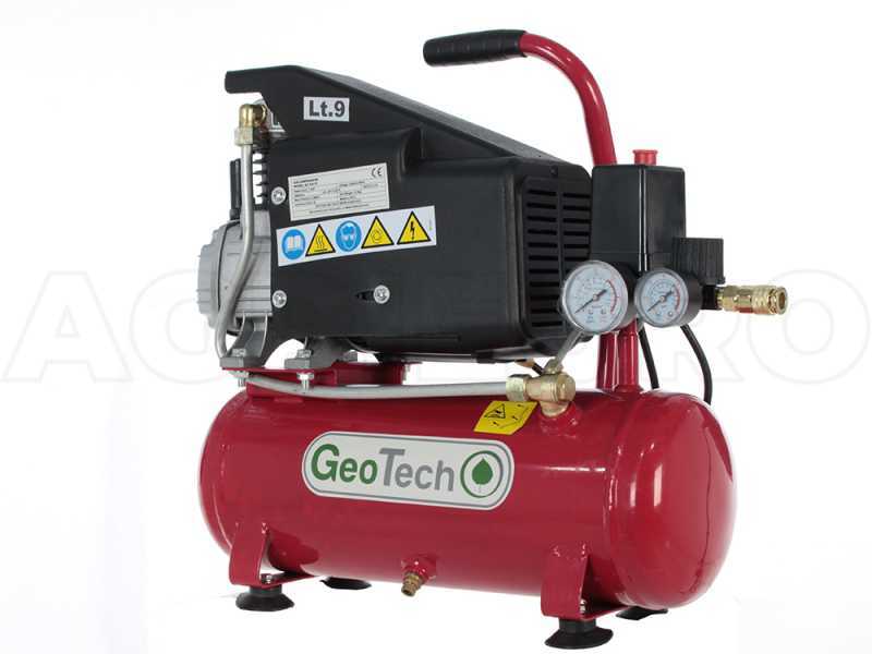 GeoTech AC9-8-15 - Portable Compact Electric Air Compressor - 1.5 Hp Motor - 9 L compressed air