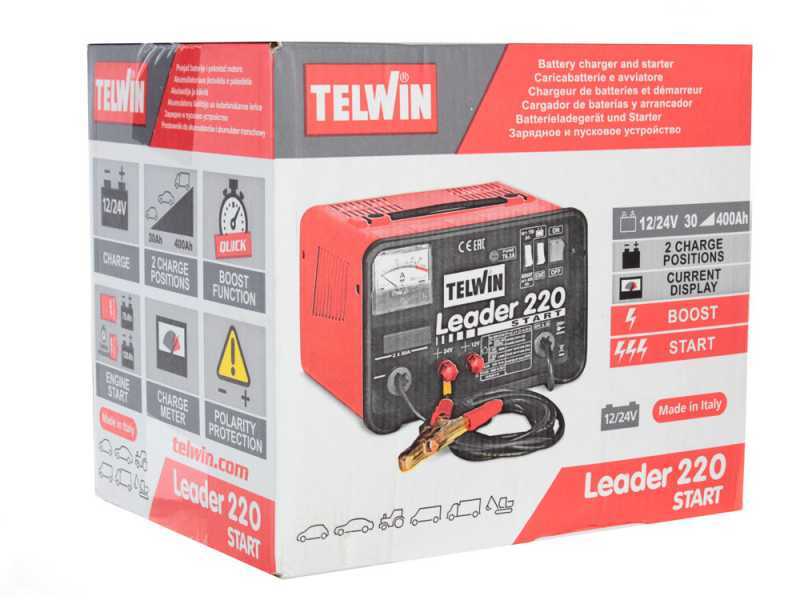 Telwin Leader 220 Car Battery Charger and Starter - WET/START-STOP 12/24V batteries