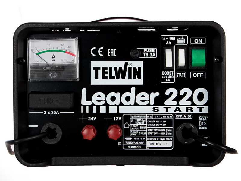 Telwin Leader 220 Car Battery Charger and Starter - WET/START-STOP 12/24V batteries
