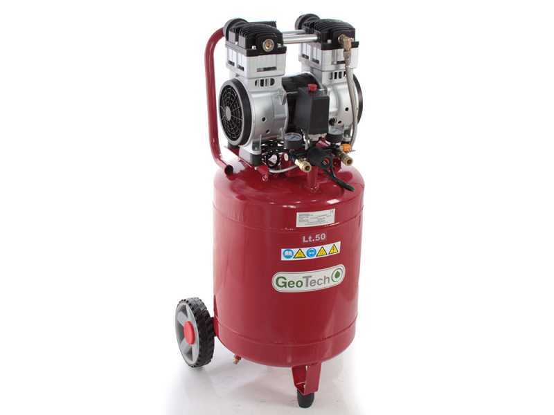 GeoTech S-AC50V-10-15C - Oilless Electric Air Compressor - 1.5 Hp Motor - 50 L Vertical Silenced