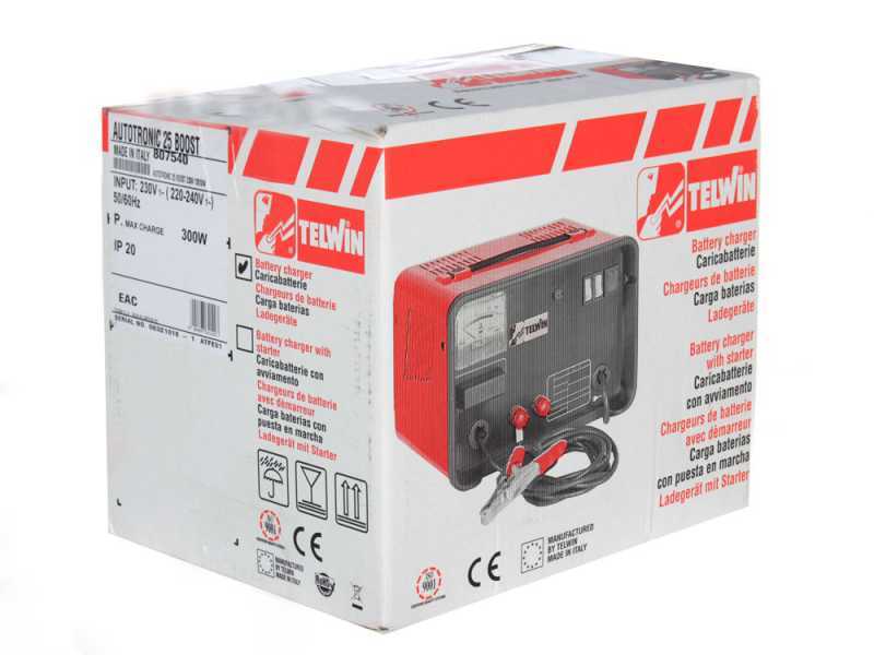 Telwin Autotronic 25 Boost Car Battery Charger and Maintainer - 12/24V Lead Batteries