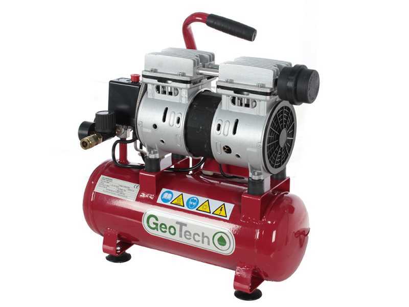 GeoTech S-AC-9-8-07 - Portable Compact Silenced Electric Air Compressor - 0.7 Hp Motor - 8 bar