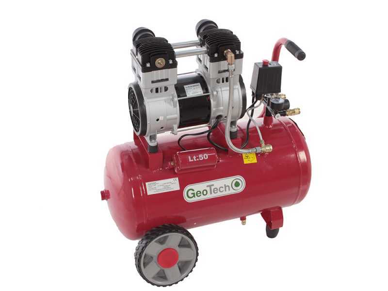 GeoTech S-AC 50-10-15C - 50L Oilless Silenced Electric Air Compressor - 1.5 Hp Motor