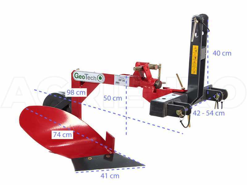 GeoTech DP16 - Tractor-Mounted Single Furrow Plough with Short Plough