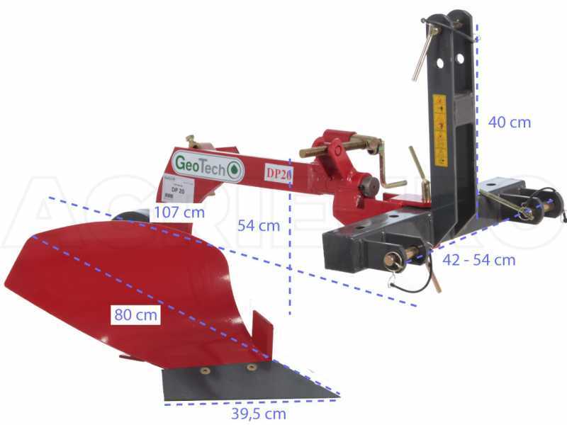 GeoTech DP20 - Tractor-Mounted Single Furrow Plough with Reinforced Structure - For Tractors with Three-point Hitch