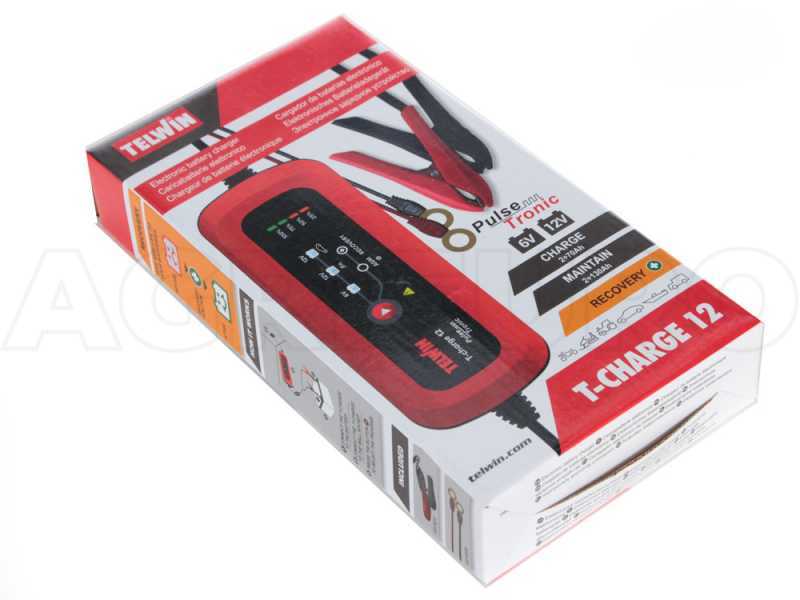 Telwin T-Charge 12 Battery Charger and Maintainer - 6/12V Car and Motorcycle Batteries - AGM Batteries