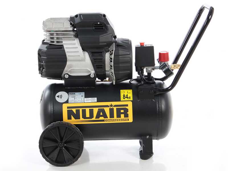 Nuair sil air 244/24 - Electric Wheeled Air Compressor - 1.5 Hp Motor - 24 L Oilless - Silenced