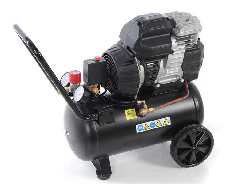 Nuair sil air 244/24 - Electric Wheeled Air Compressor - 1.5 Hp Motor - 24 L Oilless - Silenced