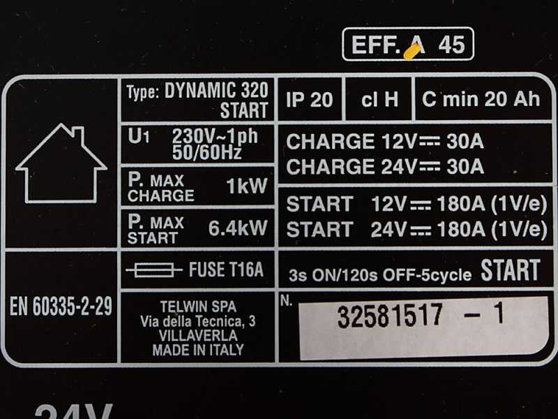 Telwin Dynamic 320 Start Car Battery Charger and Starter - WET/START-STOP 12/24V batteries