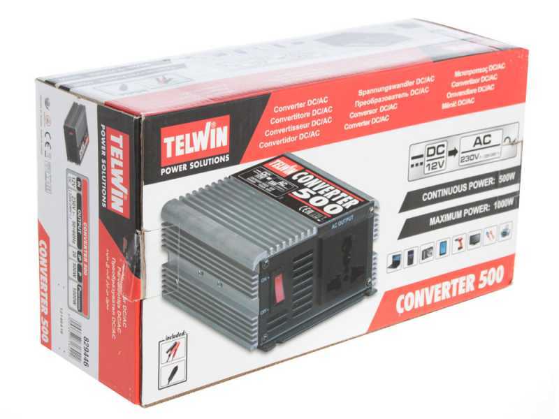 Telwin Converter 500 Inverter Current Converter from 12 V DC to 230 V AC - 500W Power
