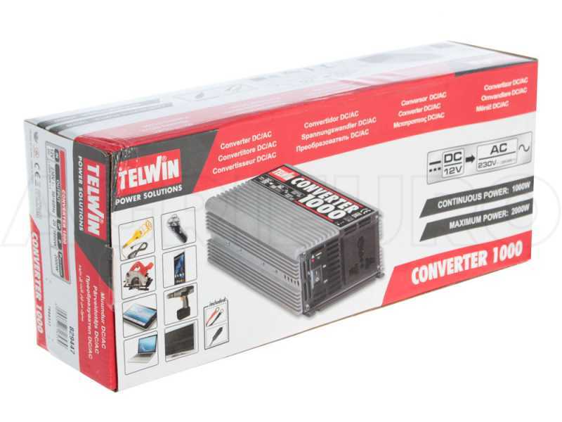 Telwin Converter 1000 Inverter Current Converter from 12 V DC to 230 V AC - 1000W Power